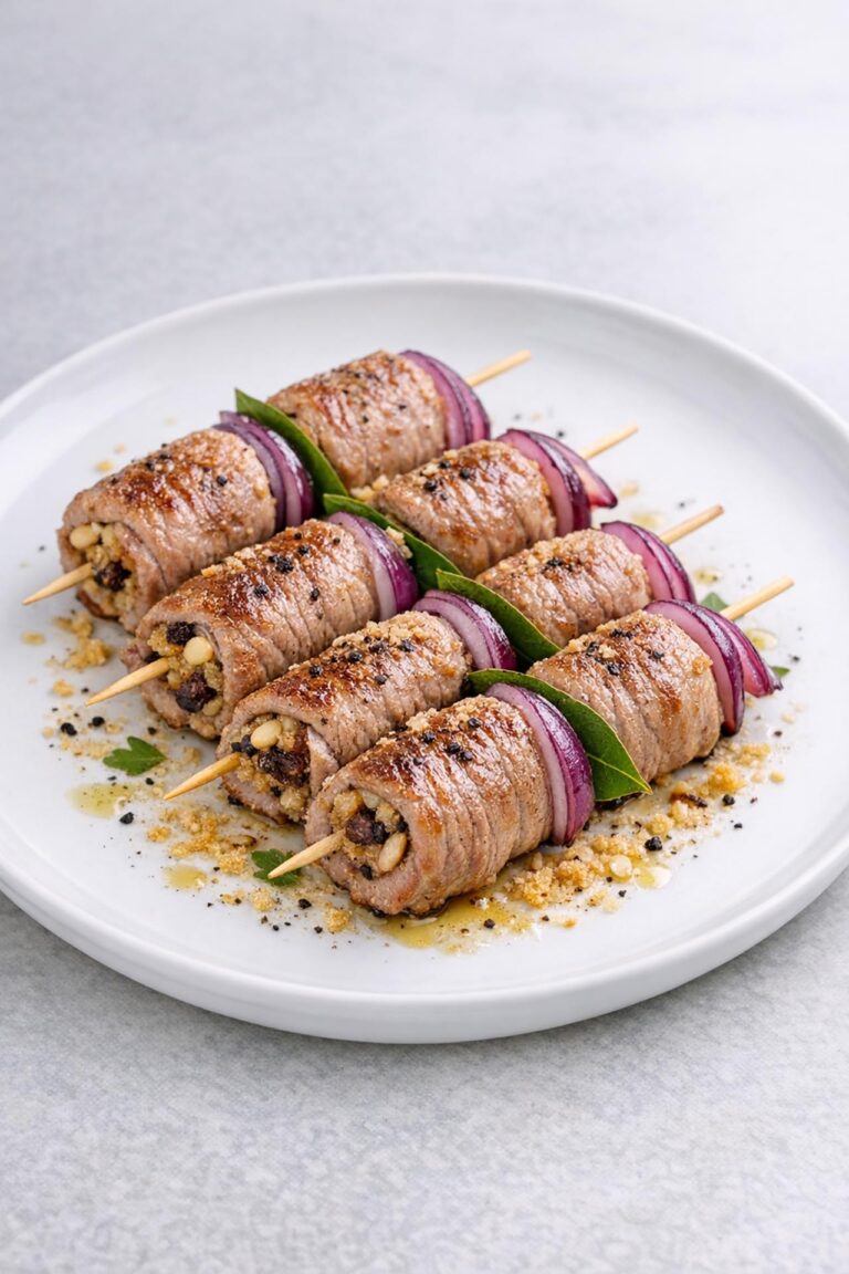 Involtini di Vitello alla Siciliana con Pinoli, Uvetta e Pecorino