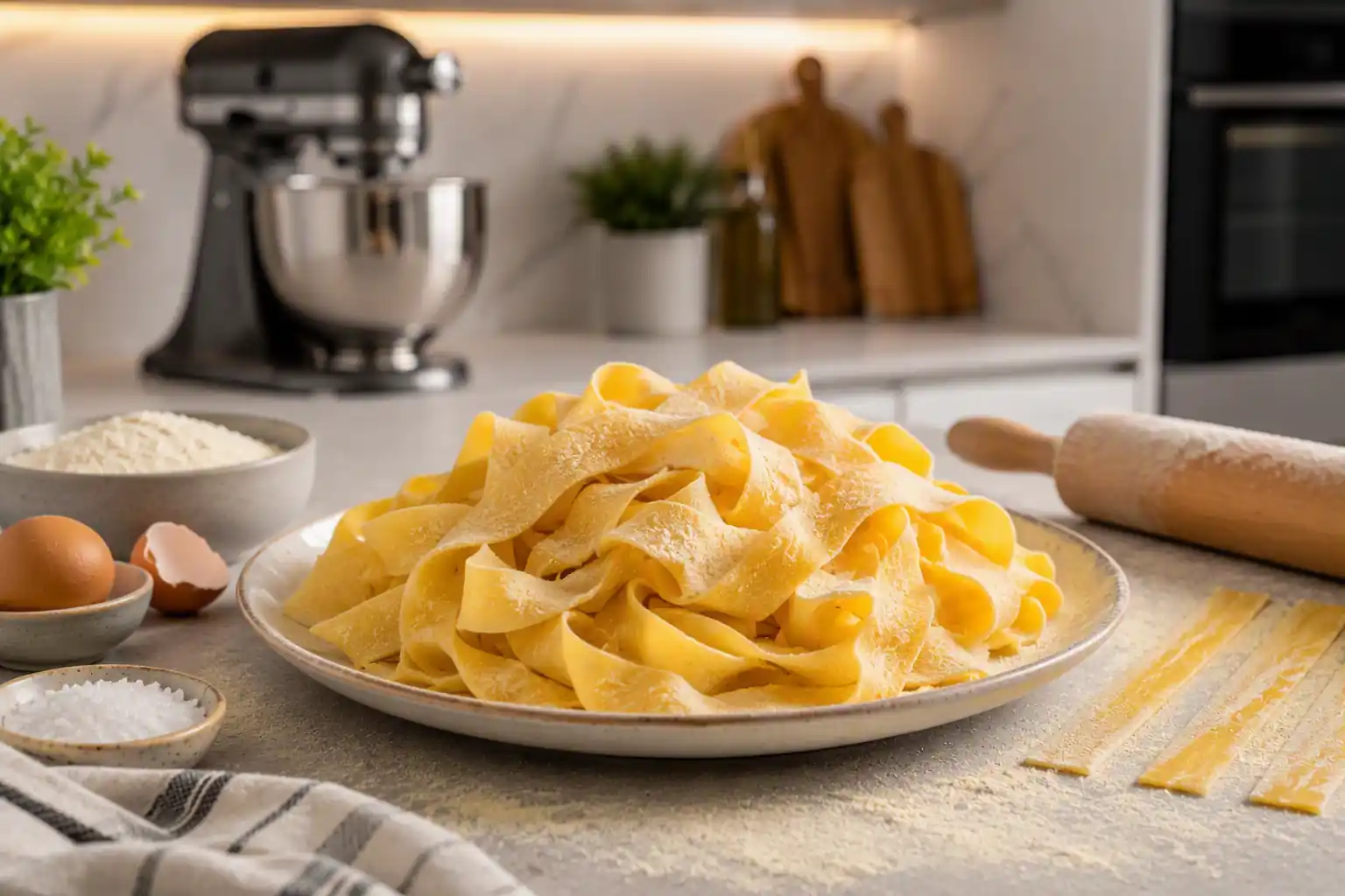 Piatto di ppardelle fresche fatte in casa