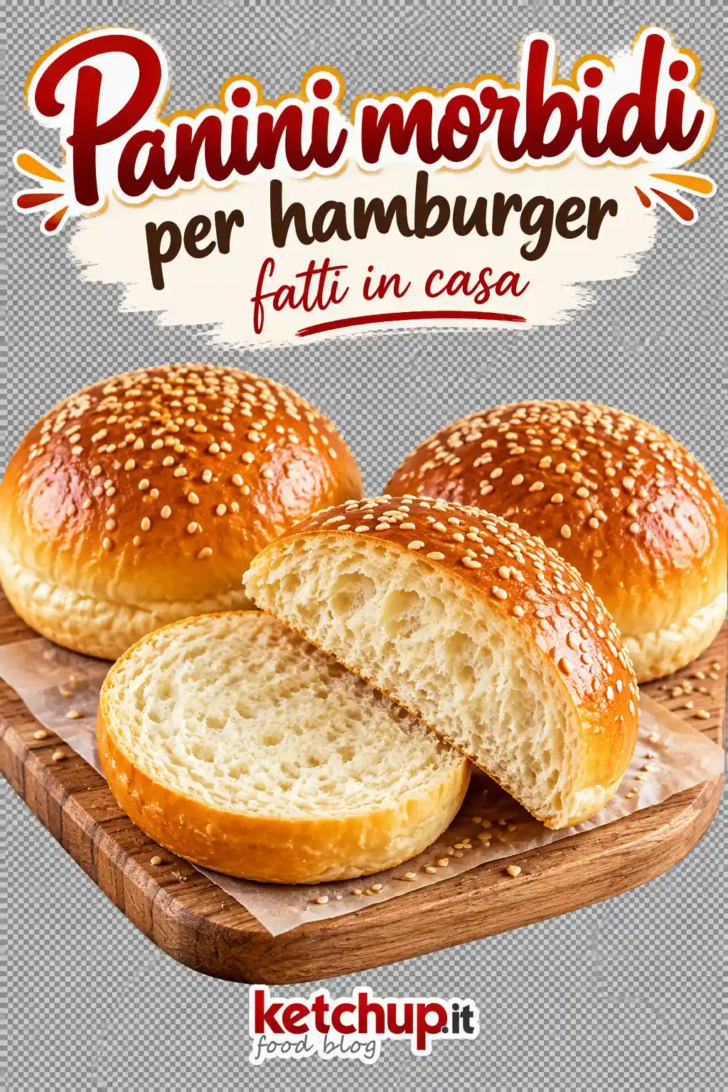 Panini morbidi per hamburger fatti in casa con semi di sesamo e mollica soffice