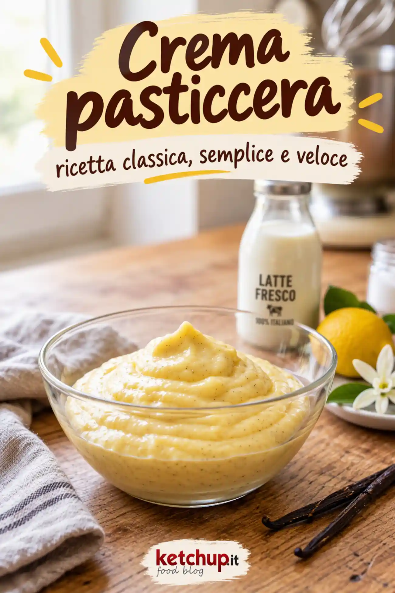 Crema pasticcera italiana fatta in casa dalla consistenza vellutata
